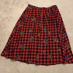 Colorayons. Size 2X. Vintage Preppy Rayon Plaid Full Skirt. Elastic. B102